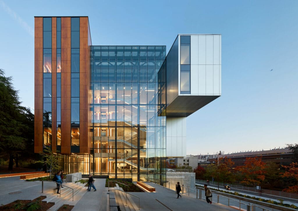 Parklex Prodema natural wood cladding panels for facades at the University of Washington Life Sciences Building, by Perkins+Will