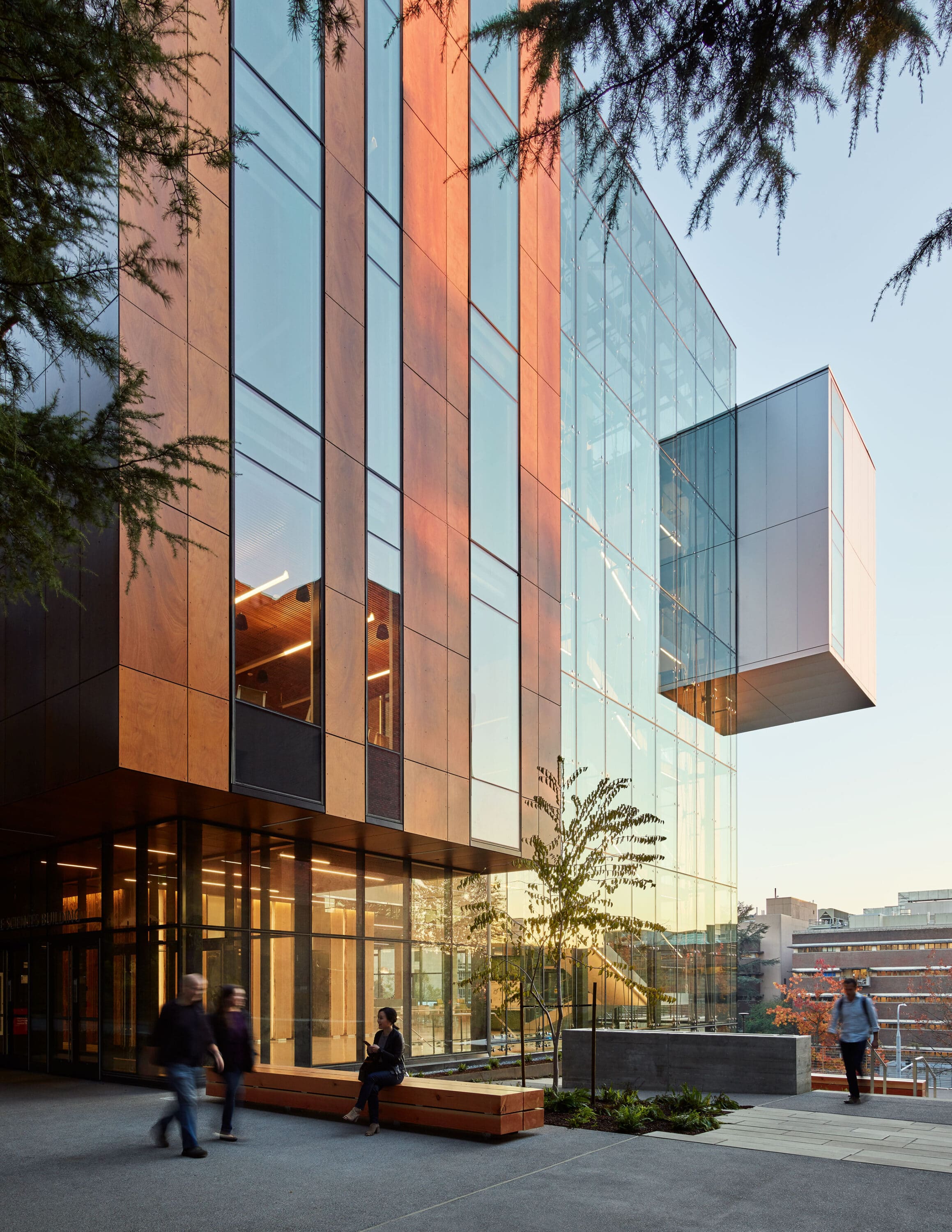 Parklex Prodema natural timber panels on the façade of the Life Sciences Building, University of Washington, designed by Perkins+Will.